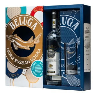 Beluga Noble Russian Vodka Giftpack + Highball Glas